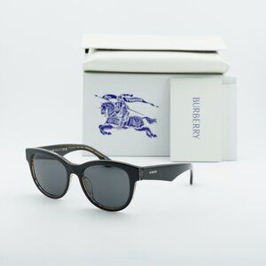 Burberry BE4432U 412187 Square Sunglasses - Black on Vintage/Grey